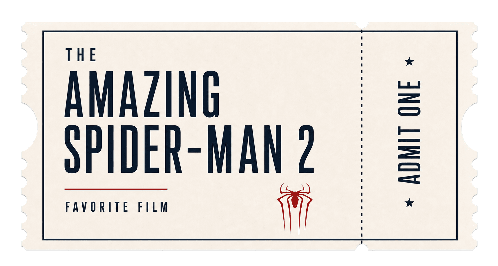 A movie ticket for The Amazing Spider-Man 2, Yihung's favorite film
